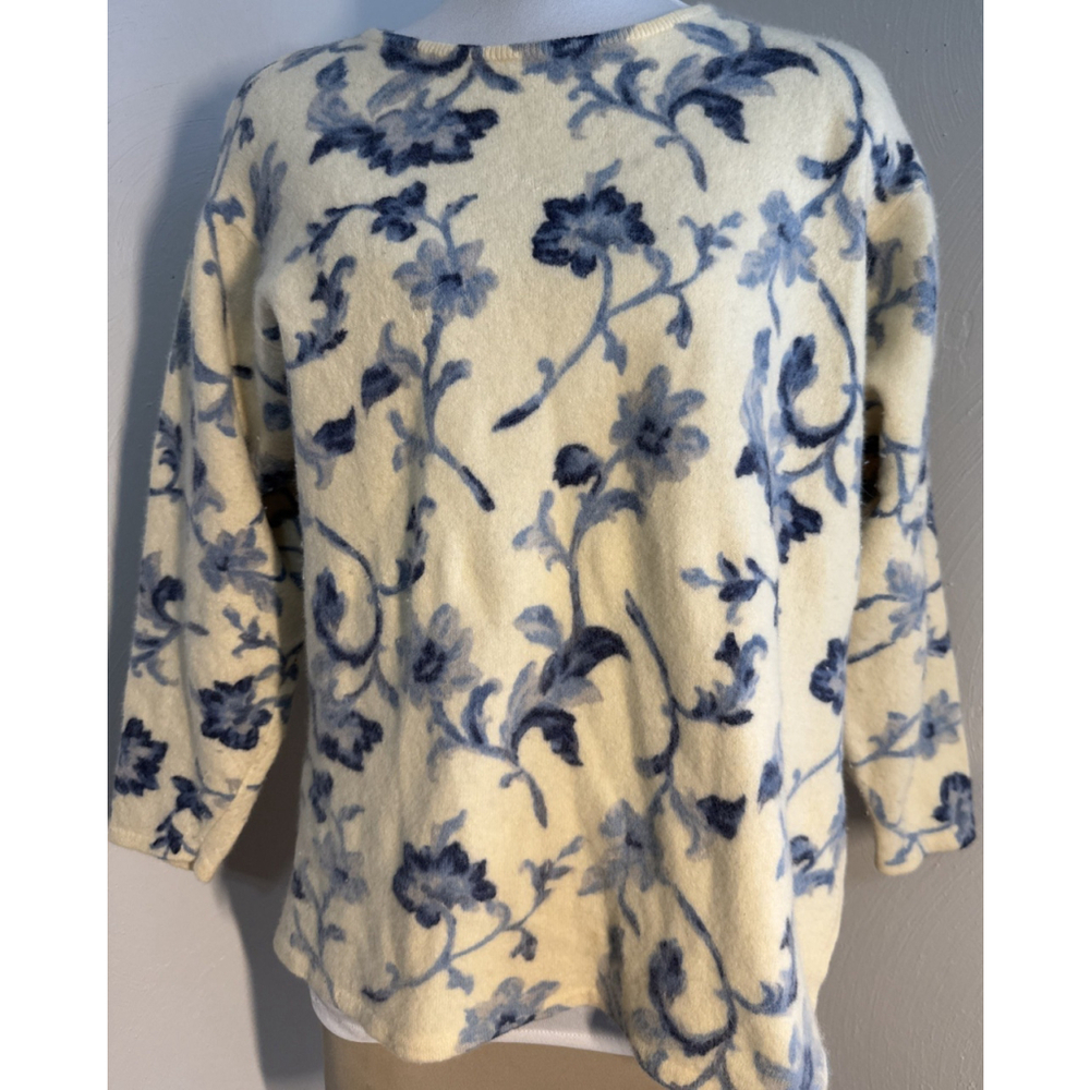 VTG Lane Bryant Angora Rabbit Lambs Wool Sweater Size 22/24 Floral Soft Top